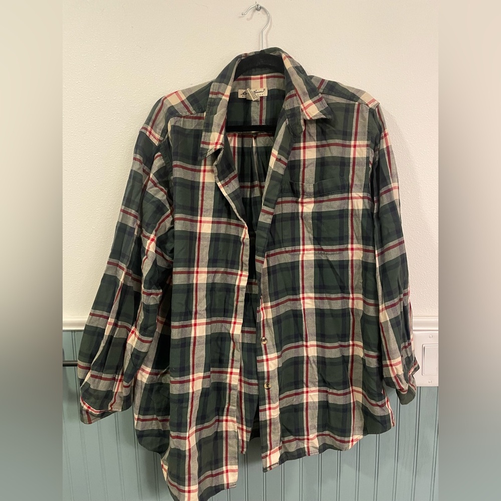 Eddie Bauer Plaid Flannel Green and Red